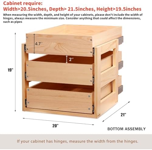 Mulush Pull Out Cabinet Organizer 20''W×21''D×19''H Slide Out Drawer - Image 3