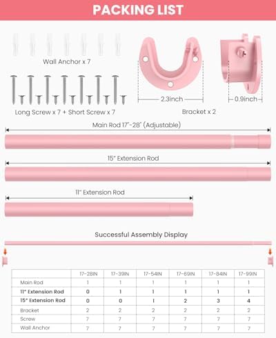 Supforce Adjuatable Closet Rods for Hanging Clothes Heavy Duty, 17-39in - Image 5