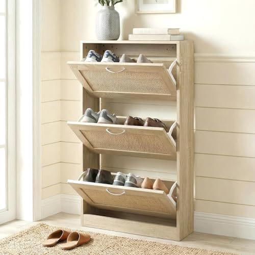HOPUBUY Shoe Cabinet for Entryway, Narrow Shoe Storage with 3 Flip Drawers - Image 3