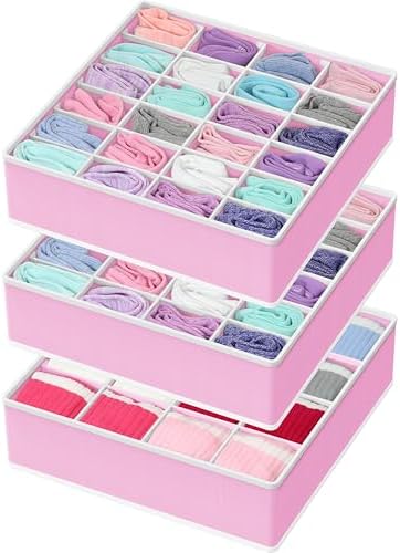Simple Houseware Sock Drawer Organizer, 3 Pack, Pink by SimpleHouseware