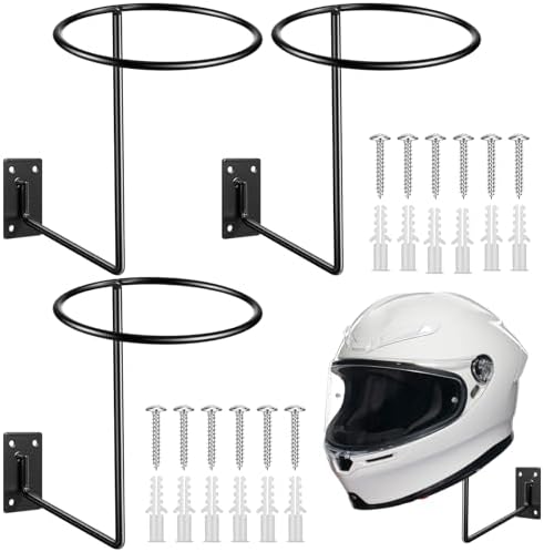 Potchen 3 Pack Helmet Holder Wall Mount Motorcycle Helmet Hanger Rack Bulk by Potchen