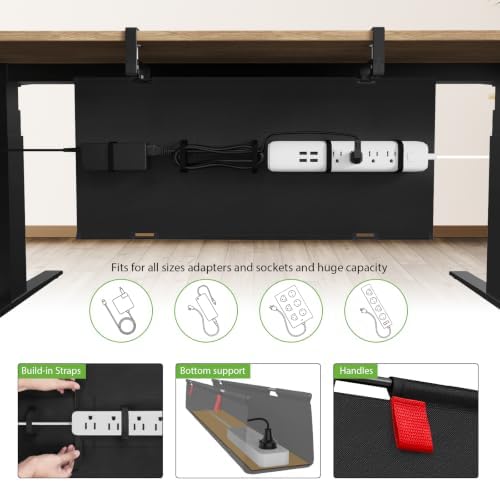 KEEGH No Drill Fabric Under Desk Cable Management Tray 28 in,Black - Image 2