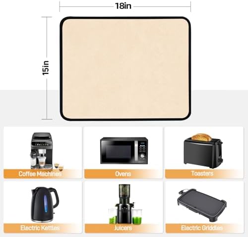 2 PCS Heat Resistant Mats for Countertop Air Fryer, 18x15in, Khaki - Image 4
