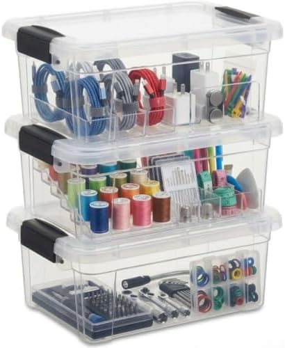 Superio 3.4 Quart Clear Plastic Storage Boxes with Lids, Stackable Organizer Containers, BPA-Free Storage Bins for Home, Office, School & Dorm, 3 Pack by Superio