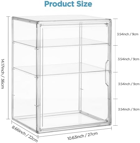 HBlife Baby Bottle Storage Organizer for Countertop Cabinet, 3 Tiers Adjustable Clear Acrylic Bottles Storage Station Case Box Container with 2 Removable Dividers and Magnetic Door, Large - Image 3