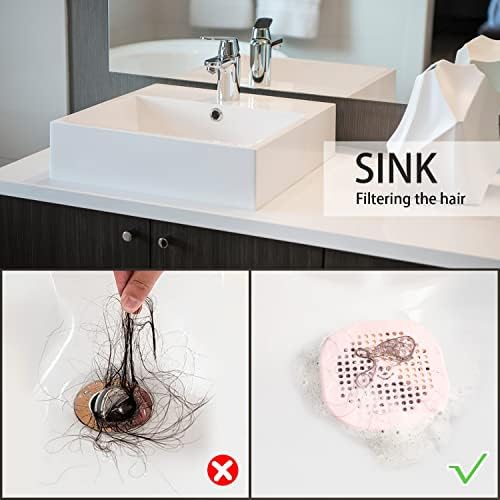 2 Pack Drain Hair Catcher Silicone Drain Cover Hair Stopper with Suction Cup for Shower Kitchen Bathroom Light Purple - Image 4