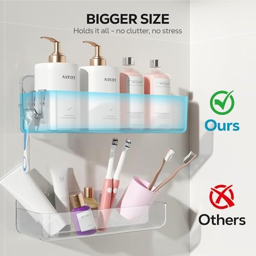 Nieifi Adhesive Shower Shelves, Clear, 2 Pieces - Image 4