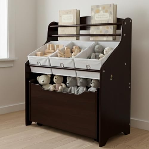 Humble Crew 3 in 1 Kids Bookshelf, Toy Organizer and Rolling Toy Box, Wood by HumbleCrew