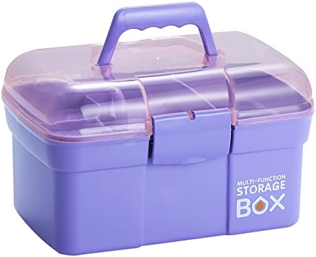 Kinsorcai 11'' Plastic Box Organizer with Removable Tray, Sewing Box Organizer (Purple) by Kinsorcai