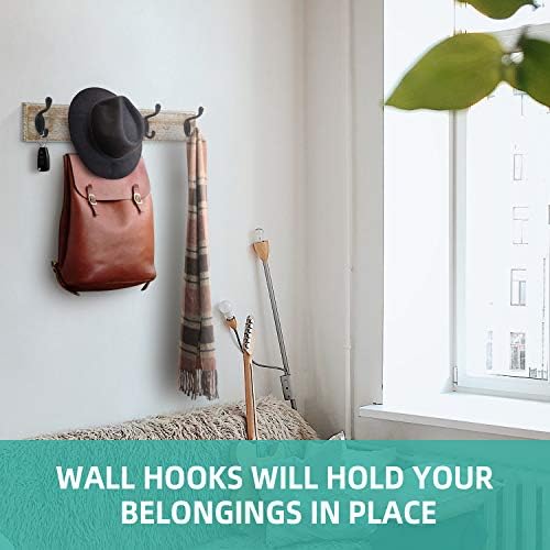 Coat Rack Wall Mounted, Entryway Wall Coat Rack with 4 Rustic Coat Hooks, 17” Vintage Pinewood Hanger Hat, Dual Hook for Hanging Keys Hats, Perfect for Entryway, Bathroom, Living Room - Image 7