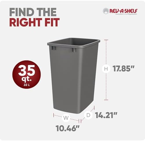 Rev-A-Shelf Double Pullout Garbage Trash Cans for Kitchen Cabinets, 35 Qt - Image 3