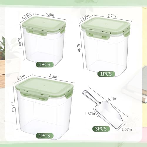 Patelai 6 Pcs Dog and Cat Food Storage Containers 2 Scoops, Green - Image 2