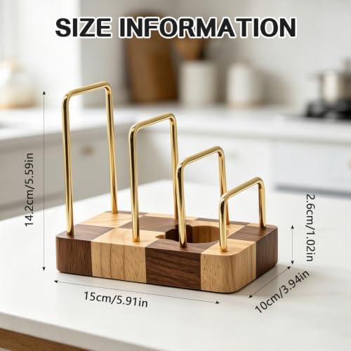Chopping Board Rack with Rubberwood Base – 3 Slot Wood Cutting Board Holder - Image 2