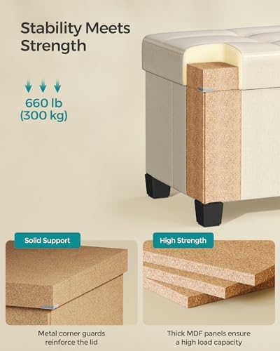 SONGMICS Storage Ottoman Bench, Foldable Foot Rest with Legs - Image 4