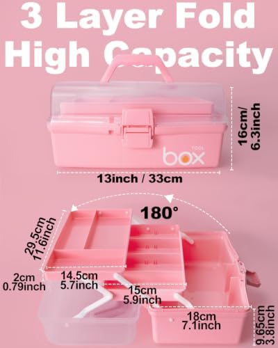 TERGOO 13in Lager Plastic Craft Organizer and Storage 3-Layer Tackle Box - Image 2