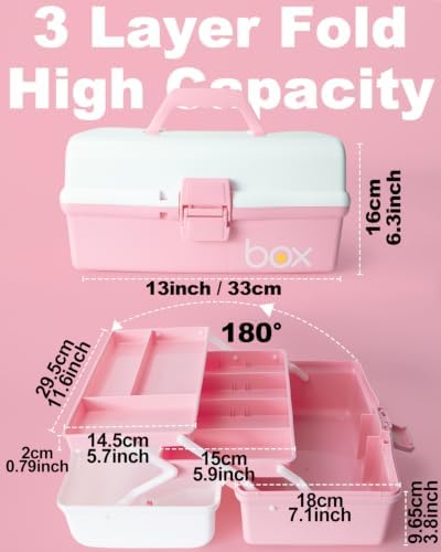 TERGOO 13in Lager Plastic Craft Organizer and Storage 3-Layer Tackle Box - Image 2