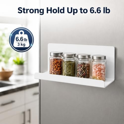 WAYUTO Magnetic Fridge Shelf for Refrigerator, 9.65-Inch Matte Metal Spice Rack and Organizer, No-Drill Storage Shelf for Kitchen, Office, Locker and Whiteboard, Black - Image 4