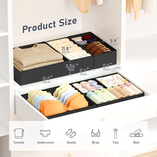 DIMJ Drawer Organizer Clothes 26 Pack - Foldable Baby Organizers and Storage & Closet Organizers for Bedroom, Closet - Nursery Organization Dresser Dividers for underwear, Sock,Bra, Belt, Tie,Black - Image 2