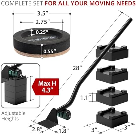 X-Protector Felt Furniture Sliders for Hard Floors & Furniture Lifter Tool - Image 2