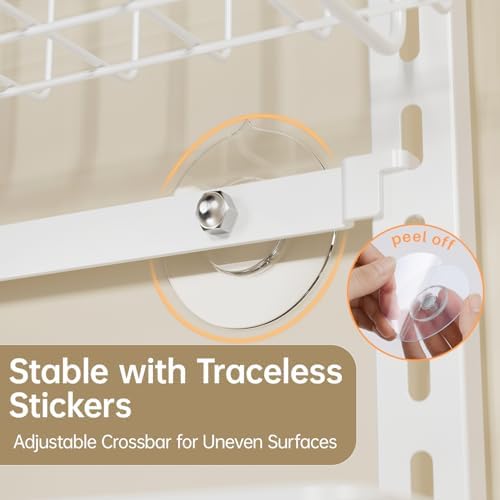 Delamu Adjustable Cabinet Door Organizer, 8-Tier Hanging Spice Rack Organizer, Metal Over the Door Pantry Organizer, Pantry Organizers and Storage Shelves for Kitchen Bathroom Laundry Room, White - Image 6