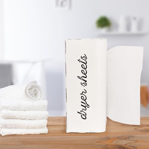 AuldHome Design Dryer Sheet Dispenser (White); Rustic Distressed Style Fabric Softener Sheet Holder for Laundry Room - Image 2