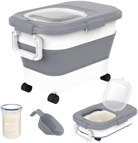 HOYTAMDA 20-30Lbs Collapsible Rice Container,Food Storage Containers Wheels by HOYTAMDARHOMESTORAGE