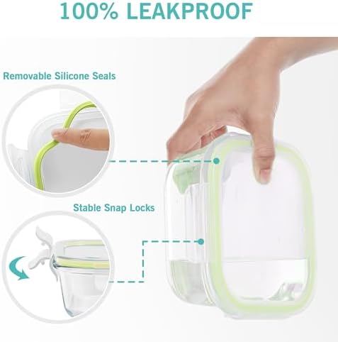 Vtopmart 8 Pack Glass Food Storage Containers with Lids Glass Green - Image 6