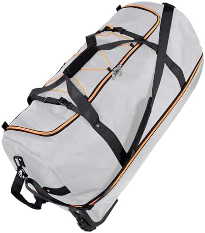 110L Expandable to 140L 32” Foldable Oxford Soft-Sided Rolling Duffle Bag with 2 Heavy-Duty Wheels, 2 Large Compartments, Adjustable Shoulder Strap and Attached Organizer Pouch,Grey by Unknown