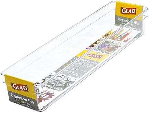 Glad Plastic Drawer Storage Tray – Heavy Duty Organizer Bin for Home, Kitchen, Bath, Bedroom, Office | Non-Slip Feet, 13" x 3.25", Clear - Image 6