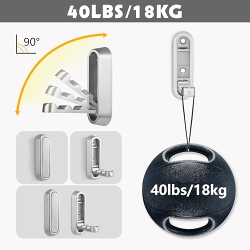 Folding Wall Hooks, 2 Pack, Silver, Zinc Alloy, Heavy Duty Coat Hooks - Image 5