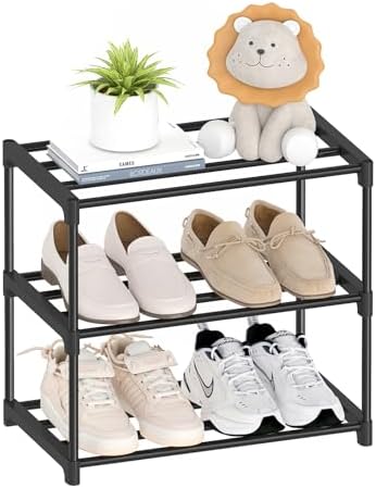 Autonomier 3 Tier Extra Small Shoe Rack (16.3" Wide), Lightweight Shelf by Autonomier