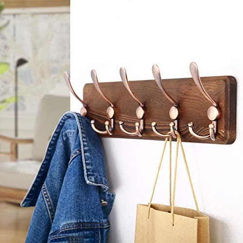 SKOLOO Rustic Pine Wood Wall Coat Rack with 5 Triple Hooks, 16" Stud Spacing, Farmhouse Wall Mounted Coat Rack for Hanging Backpack, Jacket, Hat - Image 2
