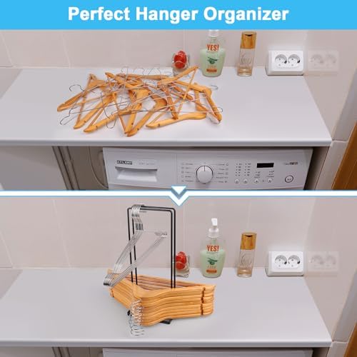 Hanger Stacker 2 Pack, Clothes Hanger Holder Organizer for Closet Laundry Room, Organizer Stacker for Coat Wire Hangers,Hanger Rack Stand Caddy for Adult Kids Velvet Pants Hangers Storage - Image 6