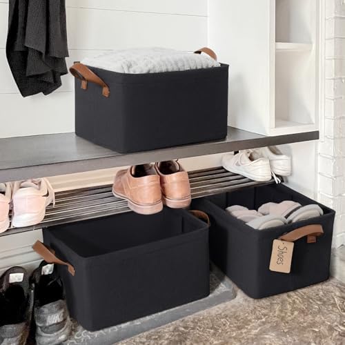CHICVITA 30L Large Fabric Closet Baskets for Shelves, 4Pack, Black - Image 7
