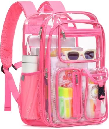 Clear Backpack for School, 17" Heavy Duty Double-Layer Clear Bookbag by QOECI