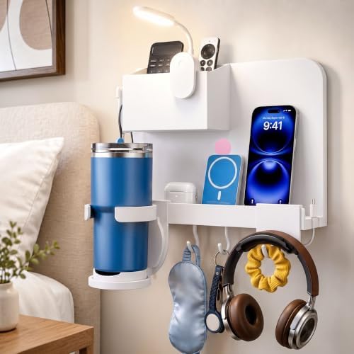 Floating Shelves for Bedside Shelf, No Drill Stick On Bedside Wall Shelf by TRANDIOU