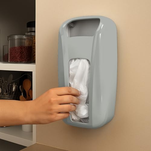 KICHLY Plastic Bags Holder, Durable Grocery Plastics Dispenser, Storage Organizer & Saver for Grocery, Shopping & Trash Bags, Wall Mount, Grey - Image 2