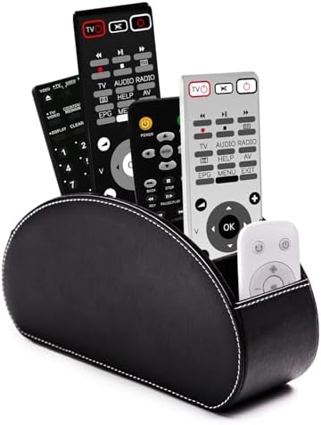 Remote Control Holders Organizer Box with 5 Compartment PU Leather Caddy by WelcometoBONNYDODO