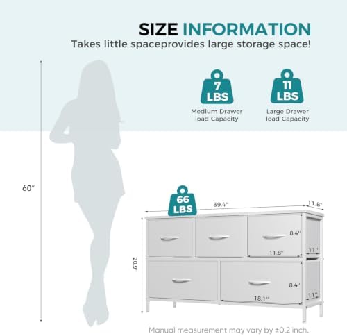 OLIXIS White Dresser for Bedroom, Wide Chest of Drawers for Clothes Storage - Image 3