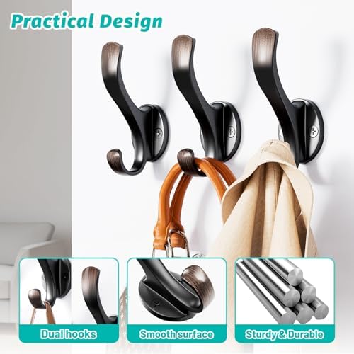 Coat Hooks Heavy Duty - Easy to Install Metal Towel Hooks Screw-in Wall Hooks for Hanging Hat, Towel, Key, Robe, Scarf, Bag, Cap (8 PCS Retro) - Image 3