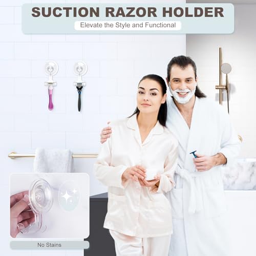 VIS'V Shower Suction Cup Razor Holder for His and Hers, Clear, 2 Pcs - Image 2