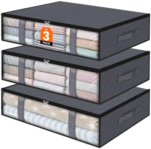 3 Pack Storage Bags, 40L Clothes Storage Containers, Foldable Storage Bins by StorageRight