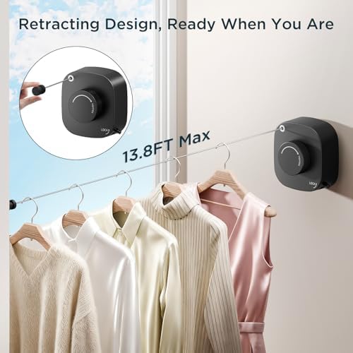 FORIOUS 13.8 Ft Retractable Clothesline, Non-Sagging (Black) - Image 2