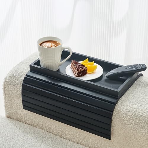 LOVYANXUE Bamboo Sofa Arm Tray, Anti Falling Couch Arm Tray Table, Foldable Couch Armrest Table, Portable Sofa Armrest Trays Cup Holder for Drink, Cups, Phone, Snacks, Remote by LOVYANXUE