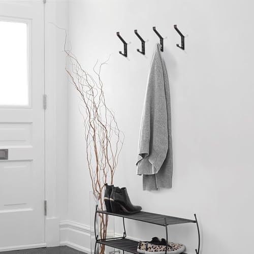 khtumeware 3 Pack 5-3/4 inch zinc Alloy Oil Rubbed Bronze Coat Hooks Modern and Simple Design Bathroom, mudroom Hook, Kitchen Towel Hook,Venetian Bedroom Coat and hat Hook, Towel Robe Hooks - Image 3