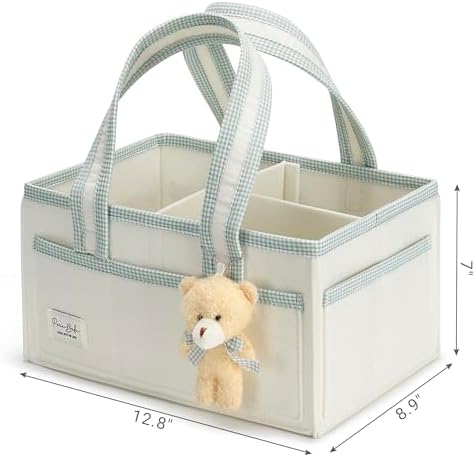 PeraBella Diaper Caddy Organizer with Handle, Baby Shower Gifts Basket Bag, Registry Search Must Haves Items, Nursery Storage Organizer for Newborn Girl Boy, Baby Bag Essentials, Car Diaper Caddy Cart - Image 6