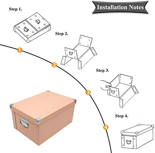 GUOZI Collapsible Storage Box, Decorative Memory Box with Lid & Metal Reinforced Corners, Cardboard File Bin with Handles, Organizer Gift Box for Keepsake Toy Photos Office Nursery Wardrobe Bookshelf - Image 7