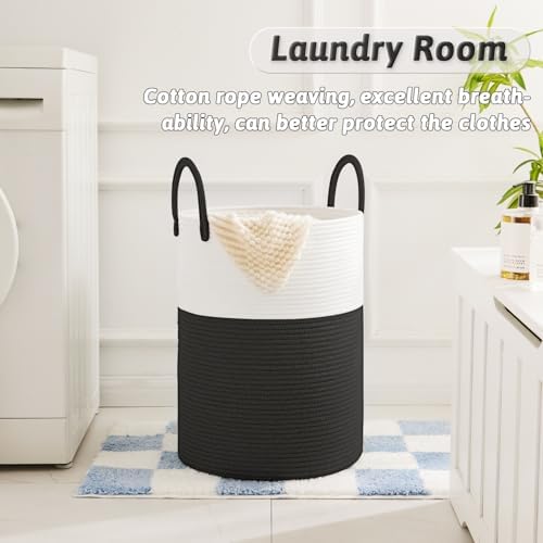 Artfeel Laundry Basket,Woven Cotton Rope Laundry Hamper,40L for Decorative Storage of Dirty Clothes,Toys and Blankets in Bathroom,Baby Room and Living Room - Image 2