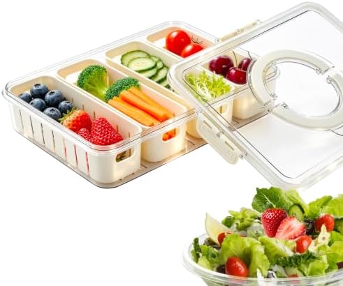 Salad Storage Container for Fridge, Produce Saver Bin with Lid & Handle by Unknown
