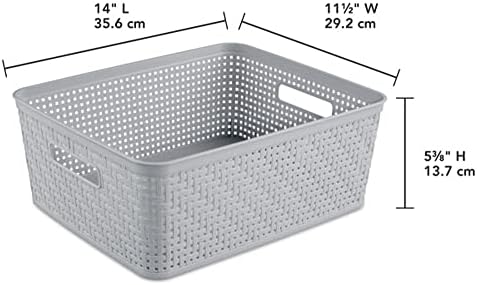 Sterilite Short Basket, Woven Plastic Storage Organizer Bin, Cement,24-Pack - Image 2